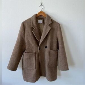 Zara Light Brown Pea Coat Formal Jacket With Buttons Size 13-14